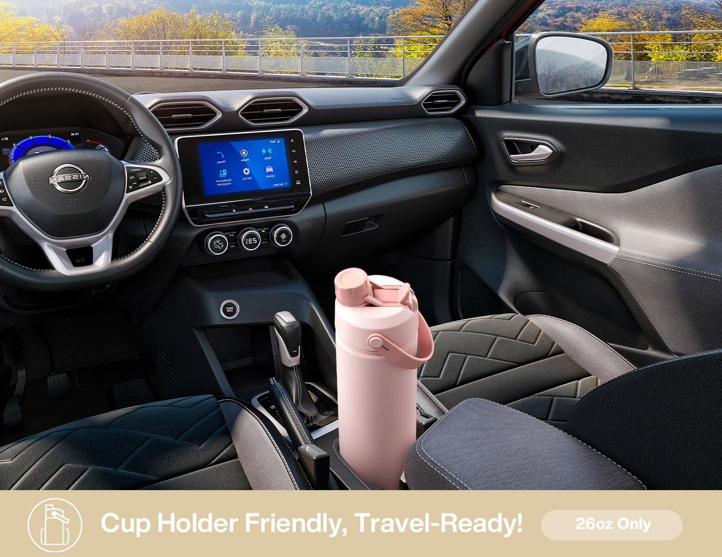 26 oz Insulated Water Bottle with 2-in-1 Straw and Spout Lid, Keep Cold 24H, Leak-Proof, Fits in Car Cup Holder, Stainless Steel Water Bottle for Sports, Gym, Travel, and School (Mousse) - Colors B