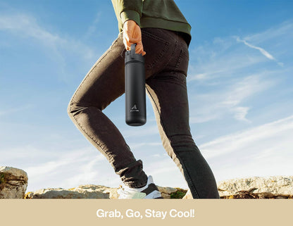 26 oz Insulated Water Bottle with 2-in-1 Straw and Spout Lid, Keep Cold 24H, Leak-Proof, Fits in Car Cup Holder, Stainless Steel Water Bottle for Sports, Gym, Travel, and School (Mousse) - Colors B