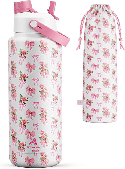 26 oz Insulated Water Bottle with 2-in-1 Straw and Spout Lid, Keep Cold 24H, Leak-Proof, Fits in Car Cup Holder, Stainless Steel Water Bottle for Sports, Gym, Travel, and School (Mousse) - Colors B