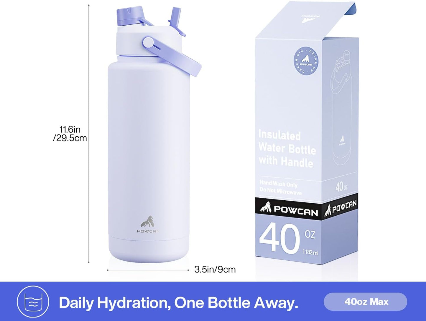 26 oz Insulated Water Bottle with 2-in-1 Straw and Spout Lid, Keep Cold 24H, Leak-Proof, Fits in Car Cup Holder, Stainless Steel Water Bottle for Sports, Gym, Travel, and School (Mousse) - Colors B