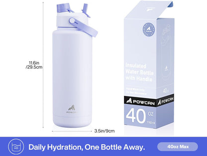 26 oz Insulated Water Bottle with 2-in-1 Straw and Spout Lid, Keep Cold 24H, Leak-Proof, Fits in Car Cup Holder, Stainless Steel Water Bottle for Sports, Gym, Travel, and School (Mousse) - Colors B