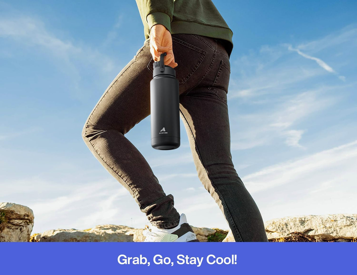 26 oz Insulated Water Bottle with 2-in-1 Straw and Spout Lid, Keep Cold 24H, Leak-Proof, Fits in Car Cup Holder, Stainless Steel Water Bottle for Sports, Gym, Travel, and School (Mousse) - Colors B