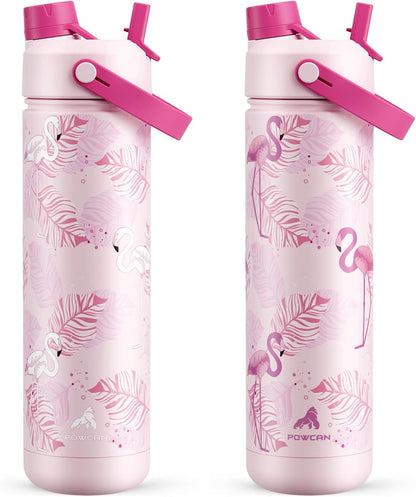 26 oz Insulated Water Bottle with 2-in-1 Straw and Spout Lid, Keep Cold 24H, Leak-Proof, Fits in Car Cup Holder, Stainless Steel Water Bottle for Sports, Gym, Travel, and School (Mousse) - Colors B