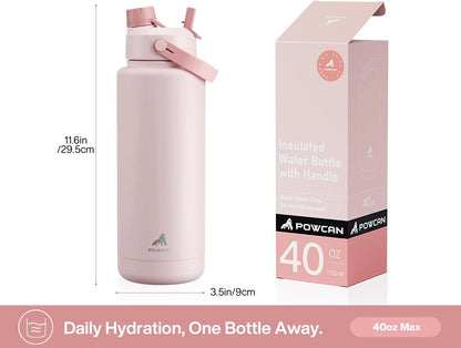 26 oz Insulated Water Bottle with 2-in-1 Straw and Spout Lid, Keep Cold 24H, Leak-Proof, Fits in Car Cup Holder, Stainless Steel Water Bottle for Sports, Gym, Travel, and School (Mousse) - Colors B