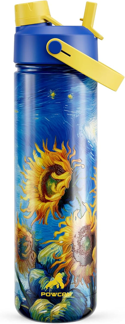 26 oz Insulated Water Bottle with 2-in-1 Straw and Spout Lid, Keep Cold 24H, Leak-Proof, Fits in Car Cup Holder, Stainless Steel Water Bottle for Sports, Gym, Travel, and School (Mousse) - Colors B