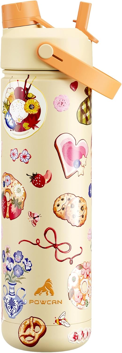 26 oz Insulated Water Bottle with 2-in-1 Straw and Spout Lid, Keep Cold 24H, Leak-Proof, Fits in Car Cup Holder, Stainless Steel Water Bottle for Sports, Gym, Travel, and School (Mousse) - Colors B