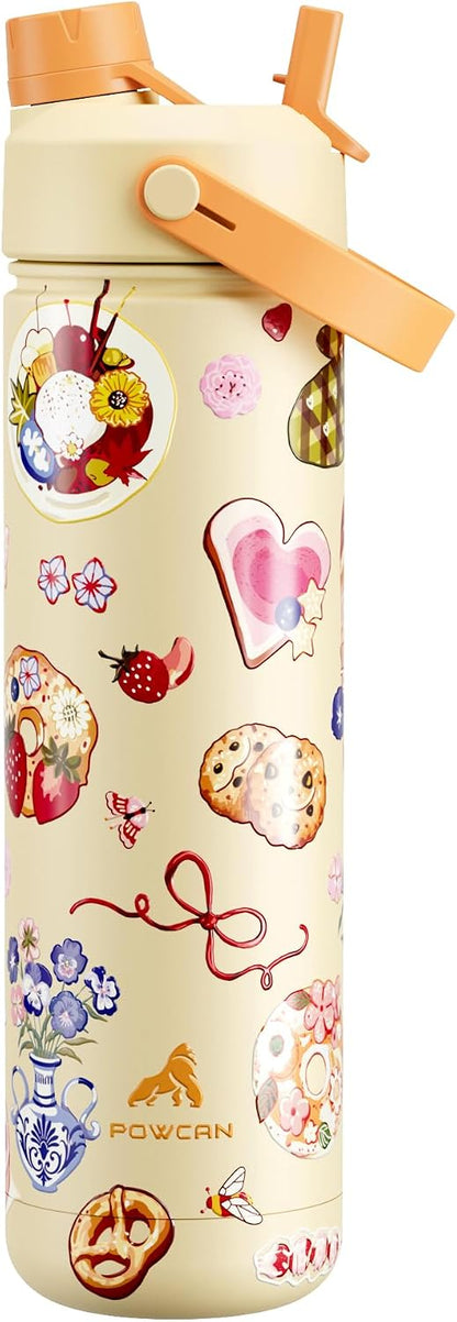 26 oz Insulated Water Bottle with 2-in-1 Straw and Spout Lid, Keep Cold 24H, Leak-Proof, Fits in Car Cup Holder, Stainless Steel Water Bottle for Sports, Gym, Travel, and School (Mousse) - Colors B