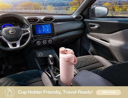 26 oz Insulated Water Bottle with 2-in-1 Straw and Spout Lid, Keep Cold 24H, Leak-Proof, Fits in Car Cup Holder, Stainless Steel Water Bottle for Sports, Gym, Travel, and School (Mousse) - Colors B