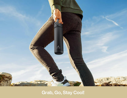 26 oz Insulated Water Bottle with 2-in-1 Straw and Spout Lid, Keep Cold 24H, Leak-Proof, Fits in Car Cup Holder, Stainless Steel Water Bottle for Sports, Gym, Travel, and School (Mousse) - Colors B