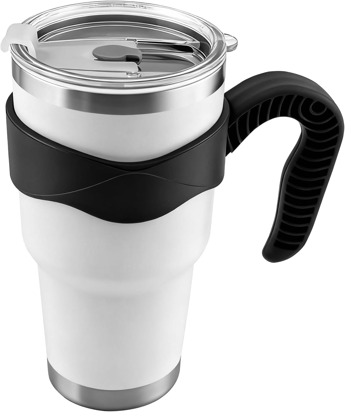 30oz Insulated Tumbler with Handle and Straw Stainless Steel Mug,Silver | Double Wall Vacuum Cup for Hot and Cold Beverages, Leak-Proof and Zero Condensation Design for Commute, Office, and Travel