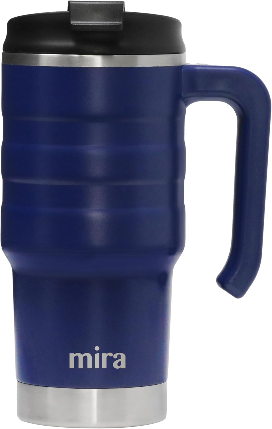 20 oz Insulated Travel Mug - Stainless Steel Coffee Cup with Spill-Proof Flip Lid & Handle - Hot/Cold Car Tumbler - White