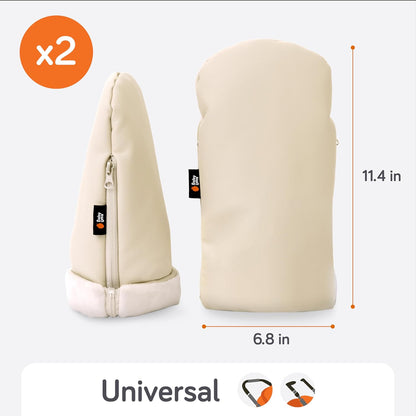 Stroller Gloves Hand Muff - Supersoft Fleece-Lined Faux-Leather Stroller Mittens, Water-Resistant & Universal with Side Zippers