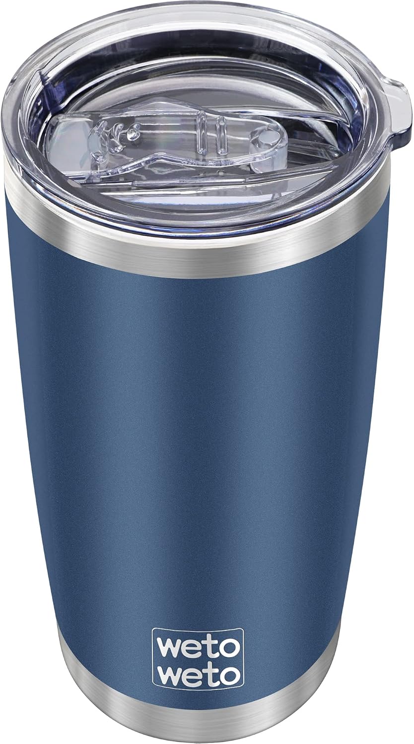 20oz Tumbler, Stainless Steel Vacuum Insulated Coffee Travel Mug, Double Wall Powder Coated Insulated Coffee Mug Travel Mug with Lid Thermal Cup for Outdoor (Navy Blue, 1 Pack)