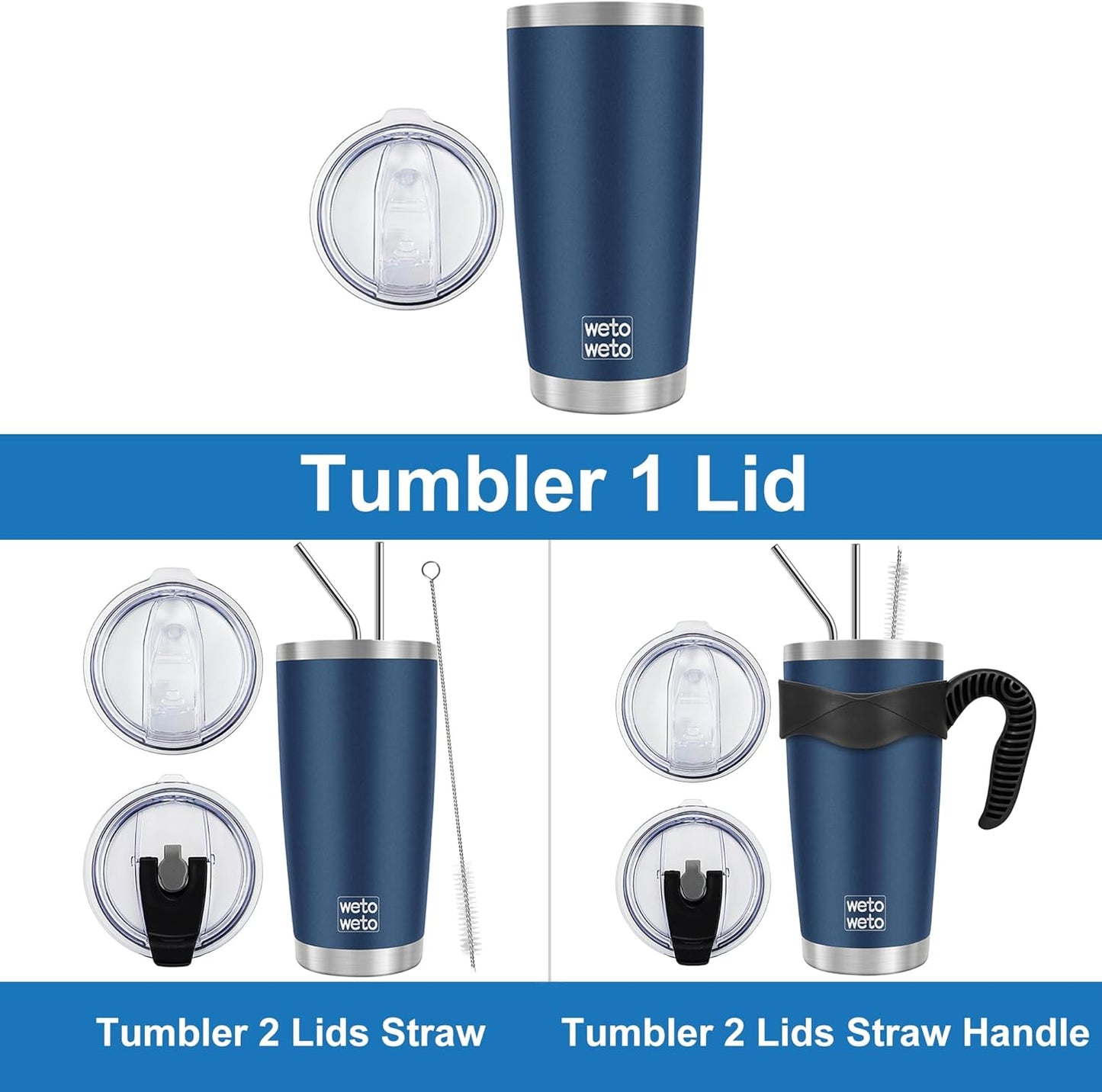 20oz Tumbler, Stainless Steel Vacuum Insulated Coffee Travel Mug, Double Wall Powder Coated Insulated Coffee Mug Travel Mug with Lid Thermal Cup for Outdoor (Navy Blue, 1 Pack)
