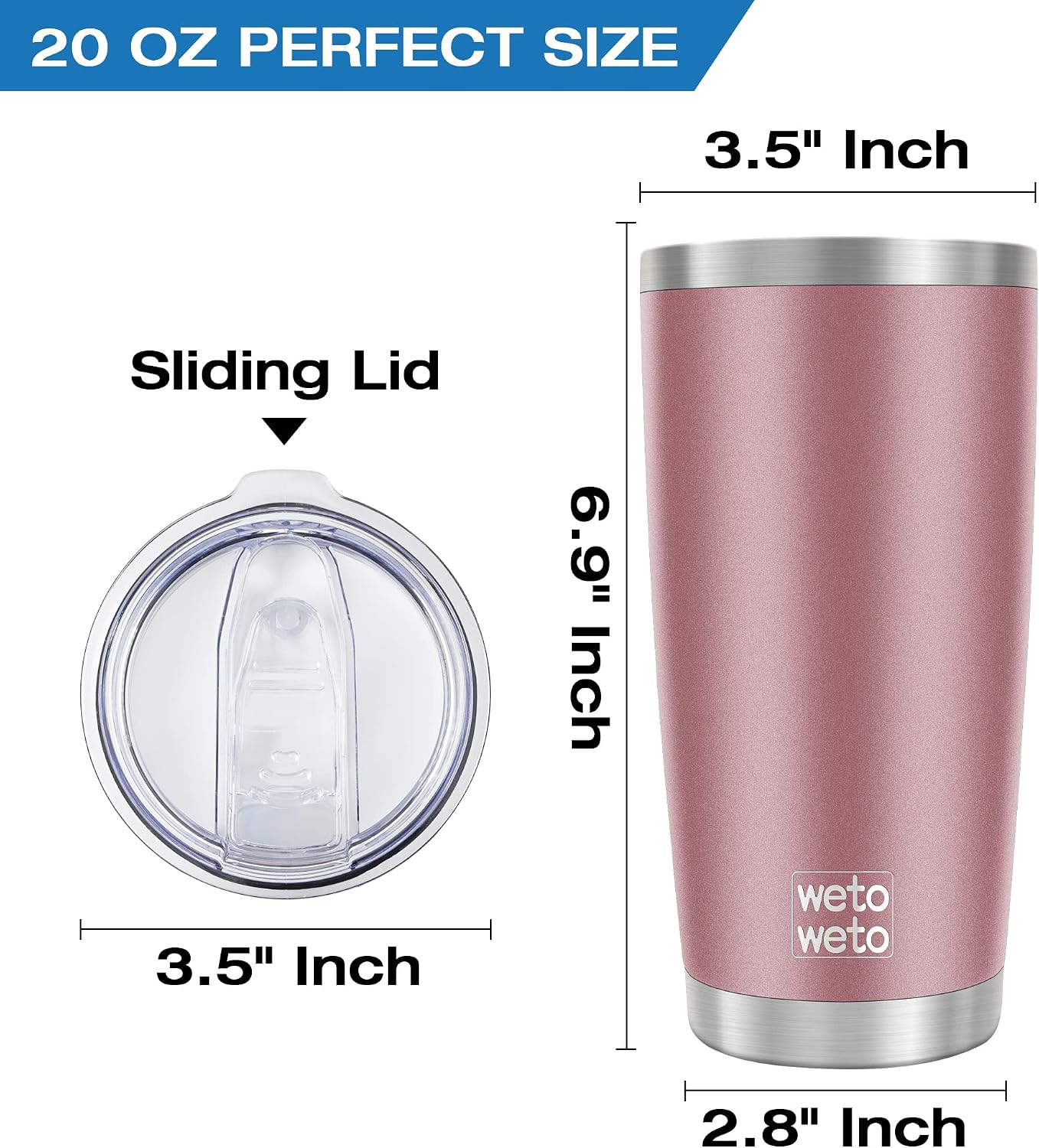 20oz Tumbler, Stainless Steel Vacuum Insulated Coffee Travel Mug, Double Wall Powder Coated Insulated Coffee Mug Travel Mug with Lid Thermal Cup for Outdoor (Navy Blue, 1 Pack)