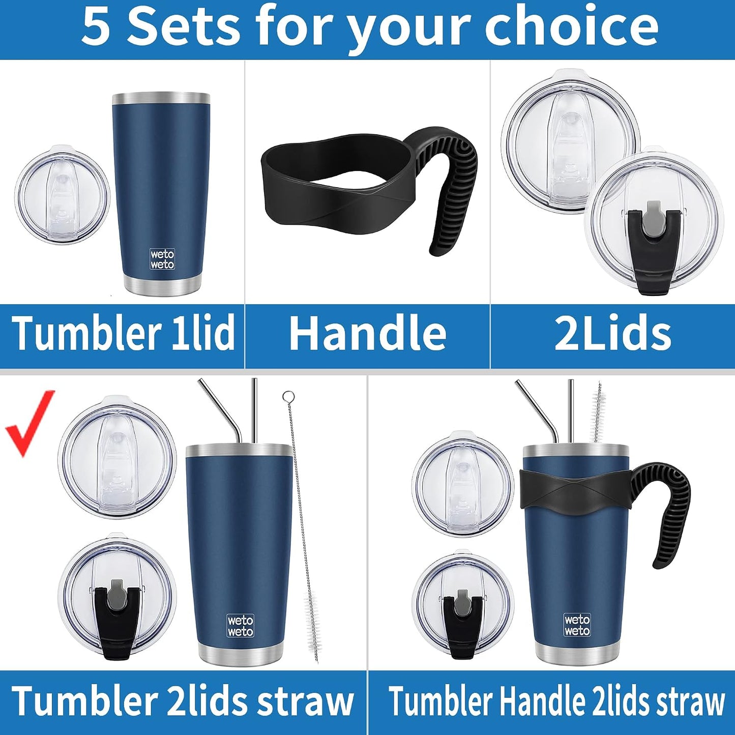 20oz Tumbler, Stainless Steel Vacuum Insulated Coffee Travel Mug, Double Wall Powder Coated Insulated Coffee Mug Travel Mug with Lid Thermal Cup for Outdoor (Navy Blue, 1 Pack)