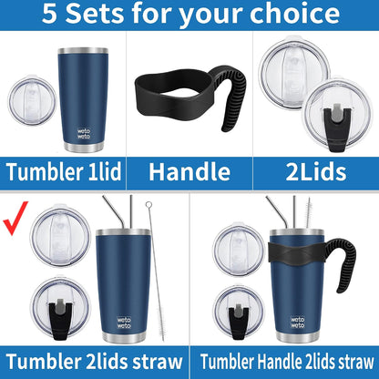 20oz Tumbler, Stainless Steel Vacuum Insulated Coffee Travel Mug, Double Wall Powder Coated Insulated Coffee Mug Travel Mug with Lid Thermal Cup for Outdoor (Navy Blue, 1 Pack)