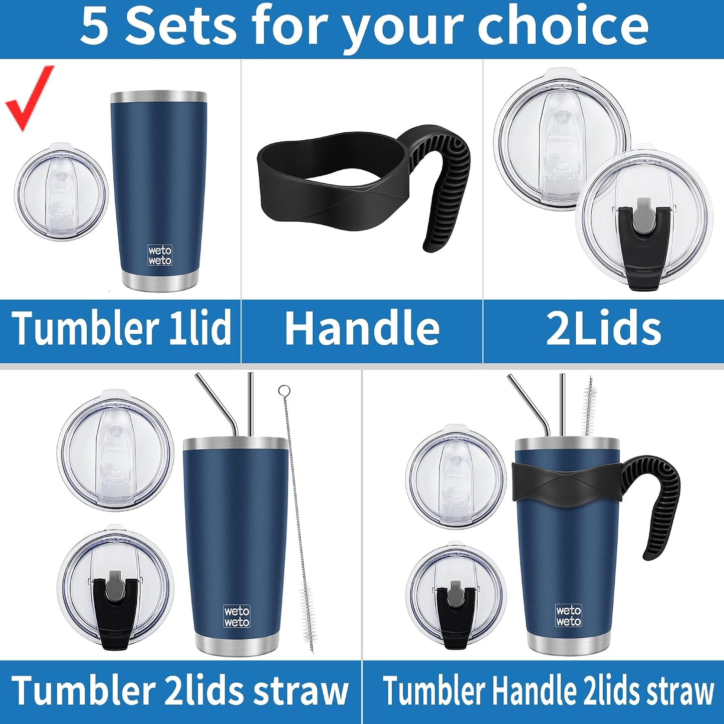 20oz Tumbler, Stainless Steel Vacuum Insulated Coffee Travel Mug, Double Wall Powder Coated Insulated Coffee Mug Travel Mug with Lid Thermal Cup for Outdoor (Navy Blue, 1 Pack)