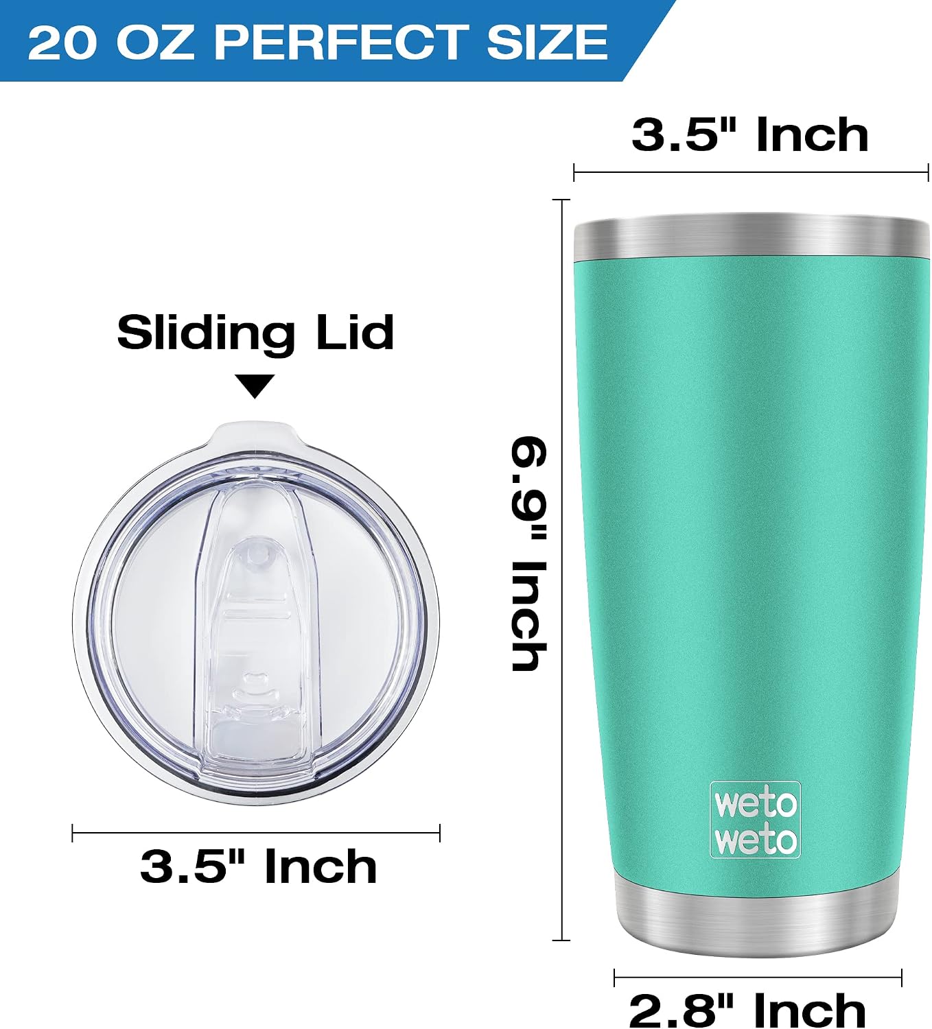 20oz Tumbler, Stainless Steel Vacuum Insulated Coffee Travel Mug, Double Wall Powder Coated Insulated Coffee Mug Travel Mug with Lid Thermal Cup for Outdoor (Navy Blue, 1 Pack)