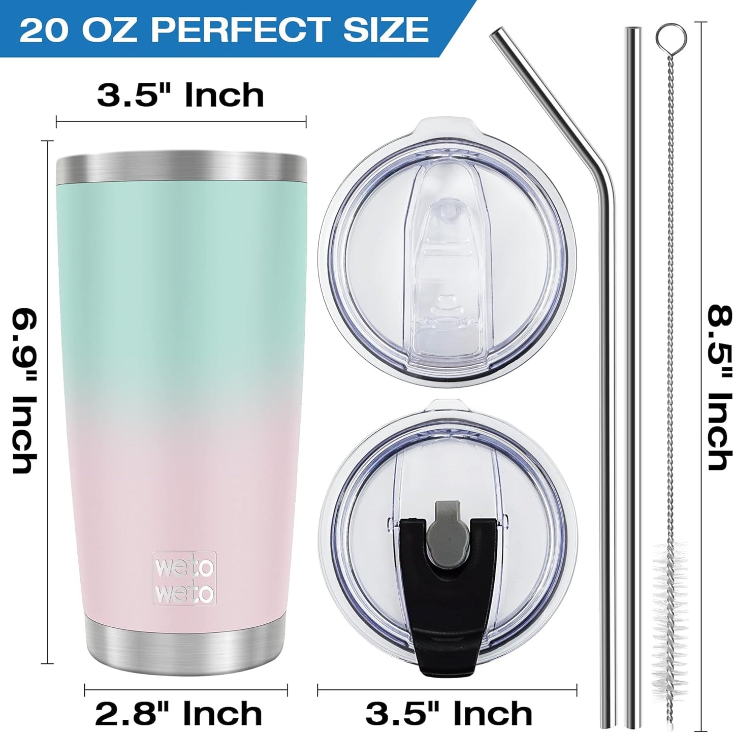 20oz Tumbler, Stainless Steel Vacuum Insulated Coffee Travel Mug, Double Wall Powder Coated Insulated Coffee Mug Travel Mug with Lid Thermal Cup for Outdoor (Navy Blue, 1 Pack)