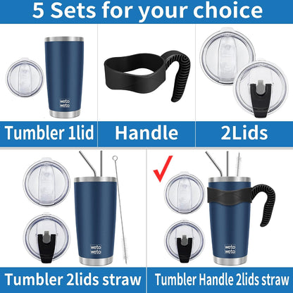 20oz Tumbler, Stainless Steel Vacuum Insulated Coffee Travel Mug, Double Wall Powder Coated Insulated Coffee Mug Travel Mug with Lid Thermal Cup for Outdoor (Navy Blue, 1 Pack)