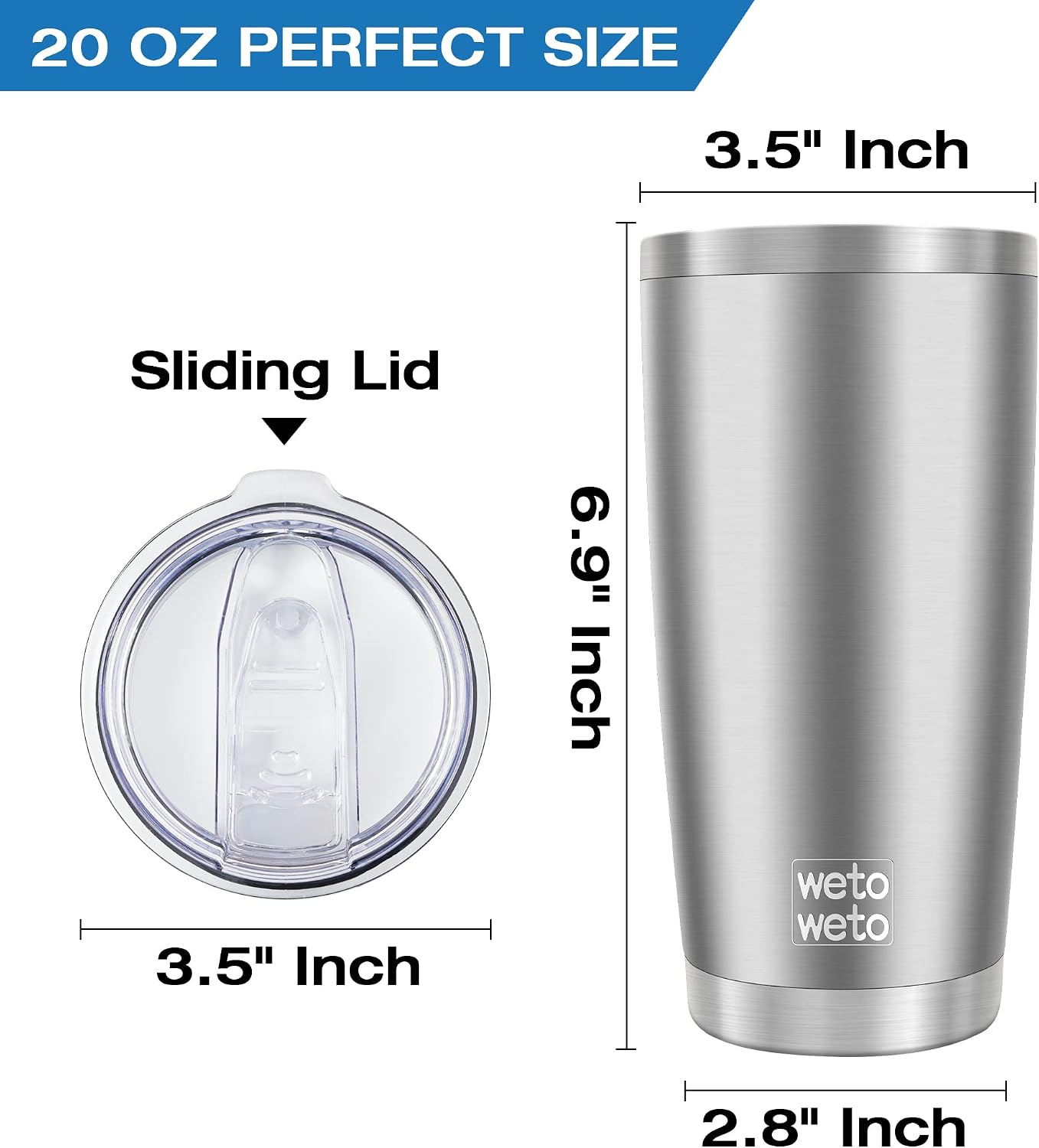 20oz Tumbler, Stainless Steel Vacuum Insulated Coffee Travel Mug, Double Wall Powder Coated Insulated Coffee Mug Travel Mug with Lid Thermal Cup for Outdoor (Navy Blue, 1 Pack)