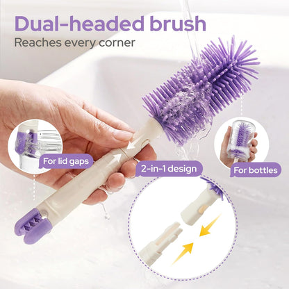 7-in-1 Travel Baby Bottle Cleaning Kit, Silicone Brush Tools, Mint
