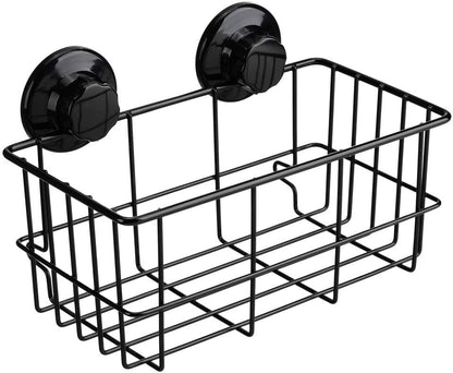 Suction Cup Shower Caddy Bath Wall Shelf, Deep Bathroom Basket Large Shower Caddy Bath Organizer Kitchen Storage Basket for Gel Holder Bathroom Storage Shampoo, Conditioner -Stainless steel