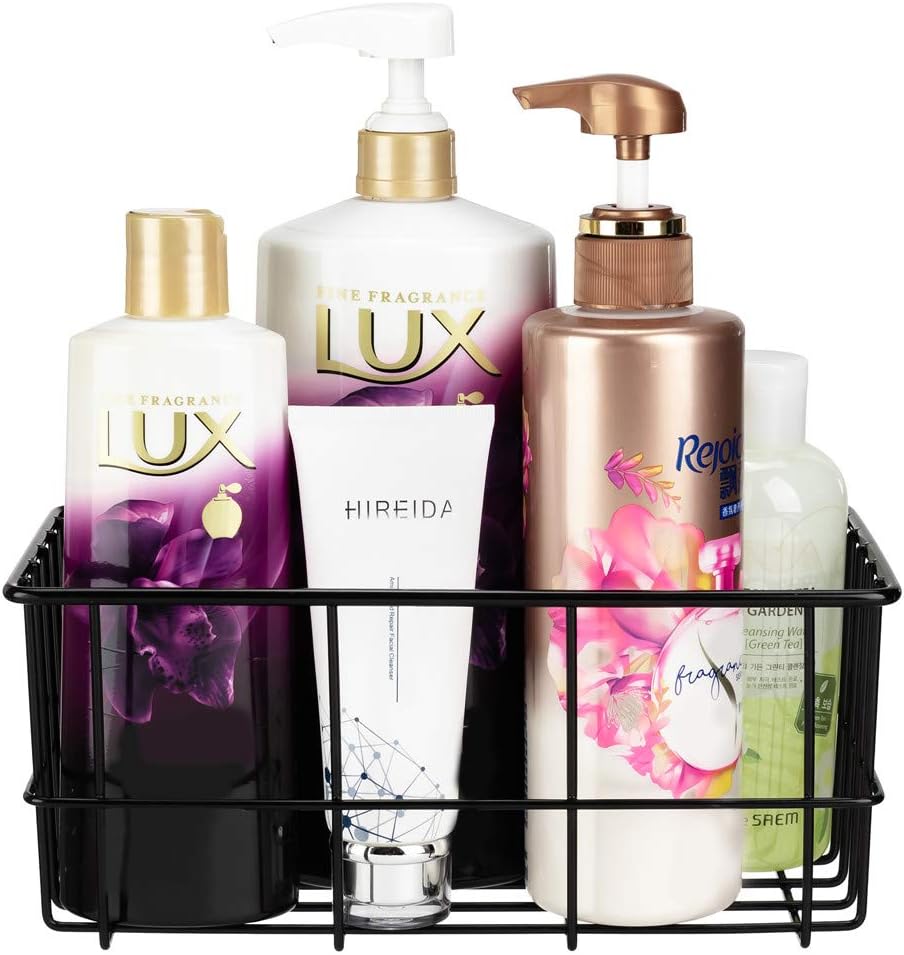 Suction Cup Shower Caddy Bath Wall Shelf, Deep Bathroom Basket Large Shower Caddy Bath Organizer Kitchen Storage Basket for Gel Holder Bathroom Storage Shampoo, Conditioner -Stainless steel