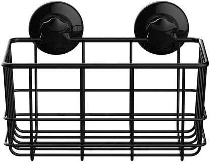 Suction Cup Shower Caddy Bath Wall Shelf, Deep Bathroom Basket Large Shower Caddy Bath Organizer Kitchen Storage Basket for Gel Holder Bathroom Storage Shampoo, Conditioner -Stainless steel