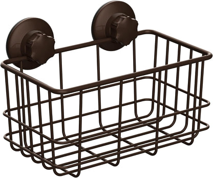 Suction Cup Shower Caddy Bath Wall Shelf, Deep Bathroom Basket Large Shower Caddy Bath Organizer Kitchen Storage Basket for Gel Holder Bathroom Storage Shampoo, Conditioner -Stainless steel