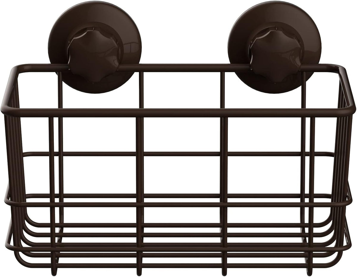 Suction Cup Shower Caddy Bath Wall Shelf, Deep Bathroom Basket Large Shower Caddy Bath Organizer Kitchen Storage Basket for Gel Holder Bathroom Storage Shampoo, Conditioner -Stainless steel