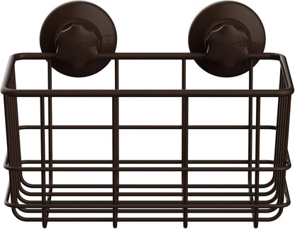 Suction Cup Shower Caddy Bath Wall Shelf, Deep Bathroom Basket Large Shower Caddy Bath Organizer Kitchen Storage Basket for Gel Holder Bathroom Storage Shampoo, Conditioner -Stainless steel