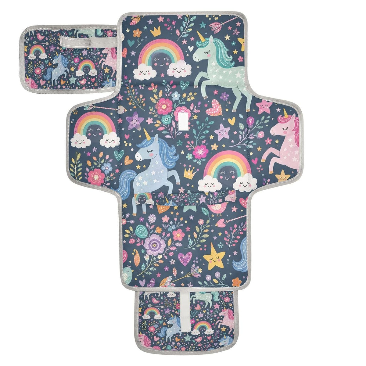 Unicorns Rainbow Design Portable Diaper Changing Pad Nursery