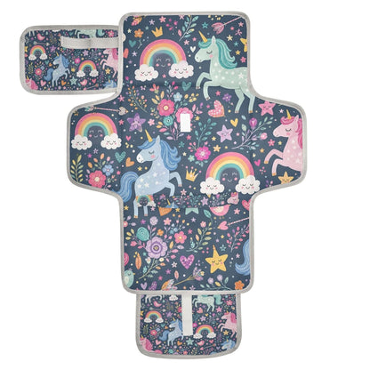 Unicorns Rainbow Design Portable Diaper Changing Pad Nursery