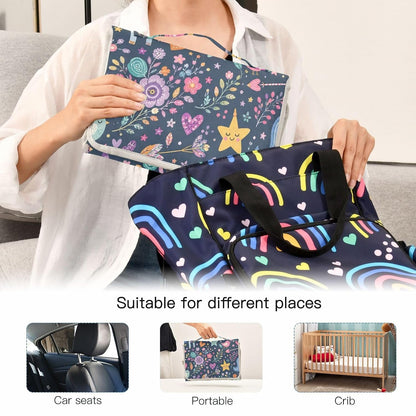 Unicorns Rainbow Design Portable Diaper Changing Pad Nursery