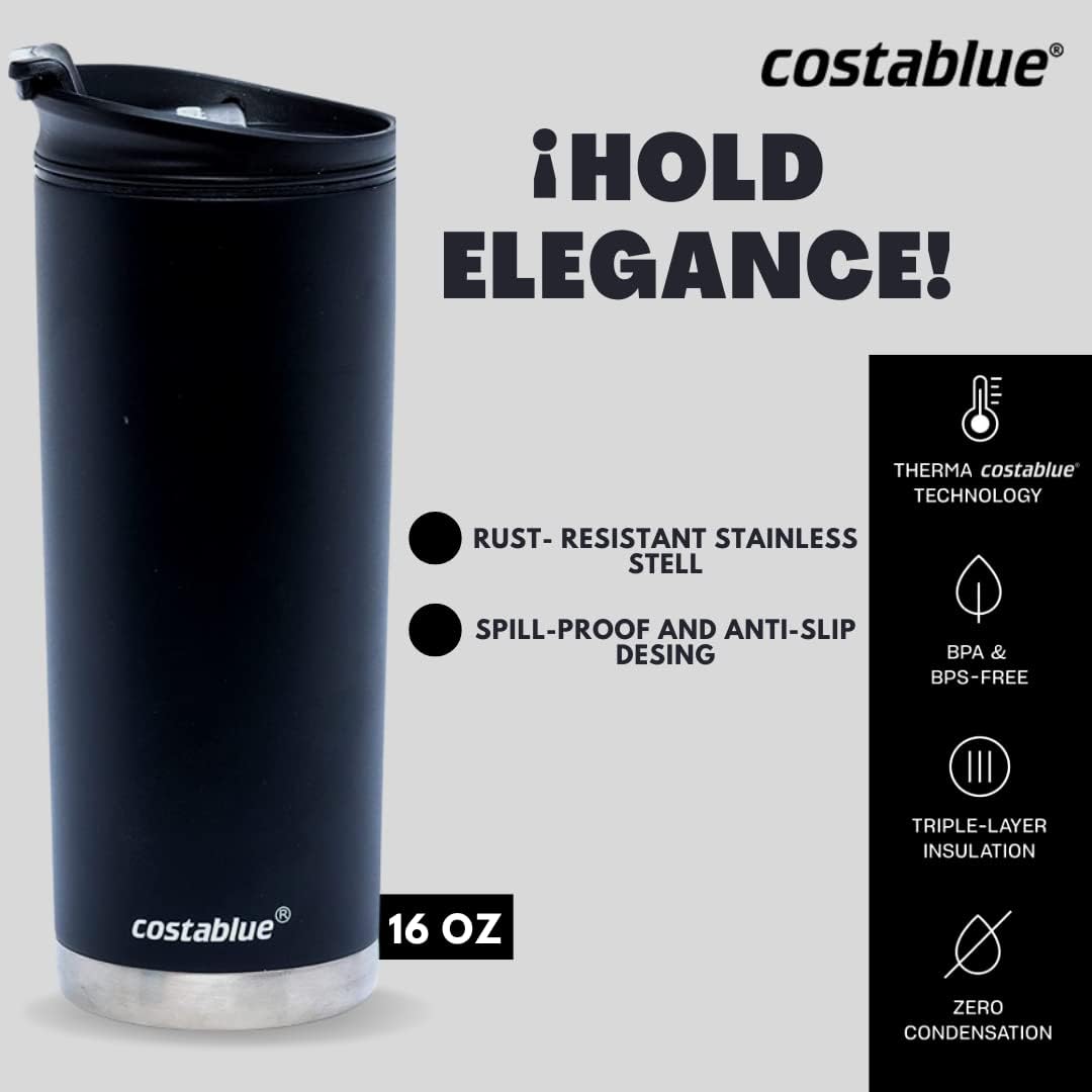 Travel Coffee Mug - 16 Oz. Stainless Steel Insulated Coffee Mug, Leak Proof Tumbler w/Dishwasher Safe Lid, Double Wall Travel Coffee Cup, Reusable Insulated Tumbler for Hot & Cold Beverages…
