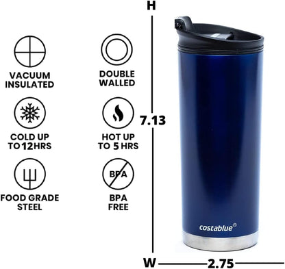 Travel Coffee Mug - 16 Oz. Stainless Steel Insulated Coffee Mug, Leak Proof Tumbler w/Dishwasher Safe Lid, Double Wall Travel Coffee Cup, Reusable Insulated Tumbler for Hot & Cold Beverages…