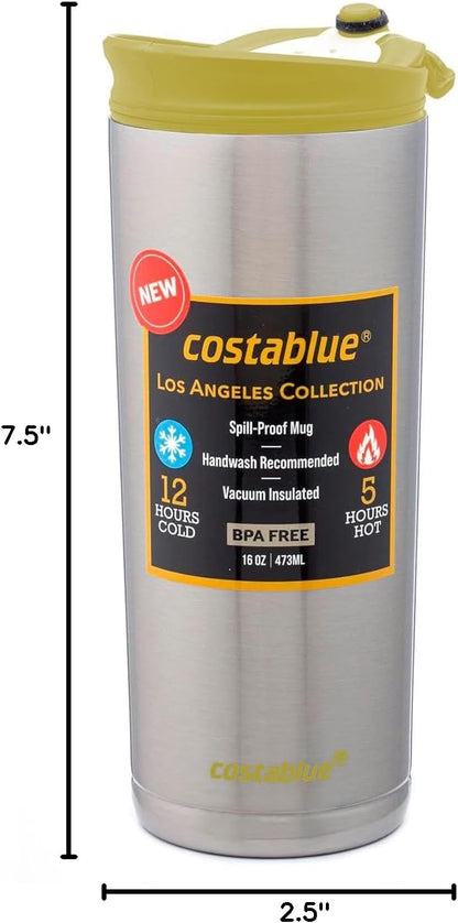 Travel Coffee Mug - 16 Oz. Stainless Steel Insulated Coffee Mug, Leak Proof Tumbler w/Dishwasher Safe Lid, Double Wall Travel Coffee Cup, Reusable Insulated Tumbler for Hot & Cold Beverages…