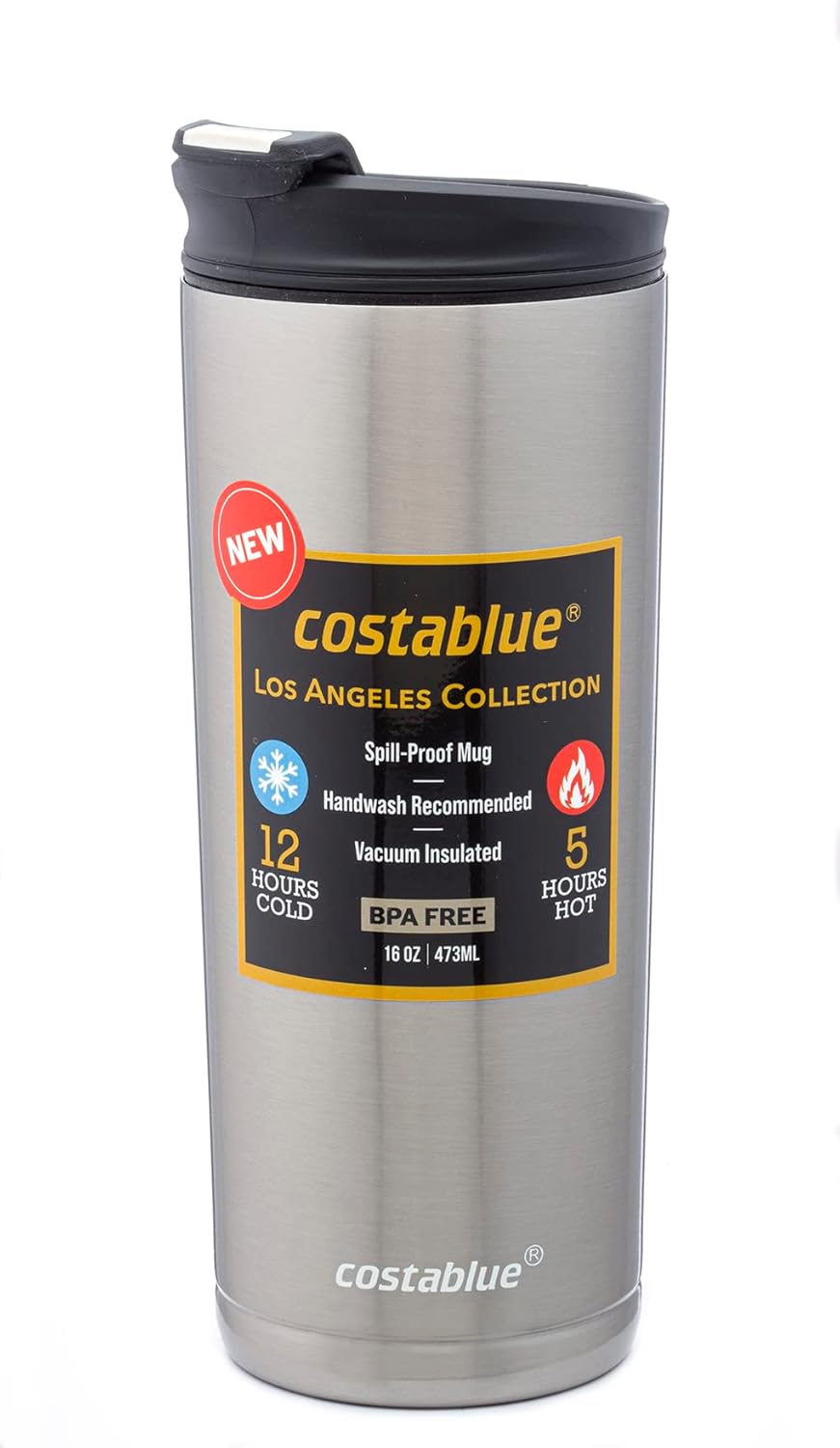 Travel Coffee Mug - 16 Oz. Stainless Steel Insulated Coffee Mug, Leak Proof Tumbler w/Dishwasher Safe Lid, Double Wall Travel Coffee Cup, Reusable Insulated Tumbler for Hot & Cold Beverages…