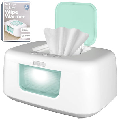 TinyBums Baby Wipe Warmer & Dispenser with LED Changing Light & On/Off Switch (Gray)