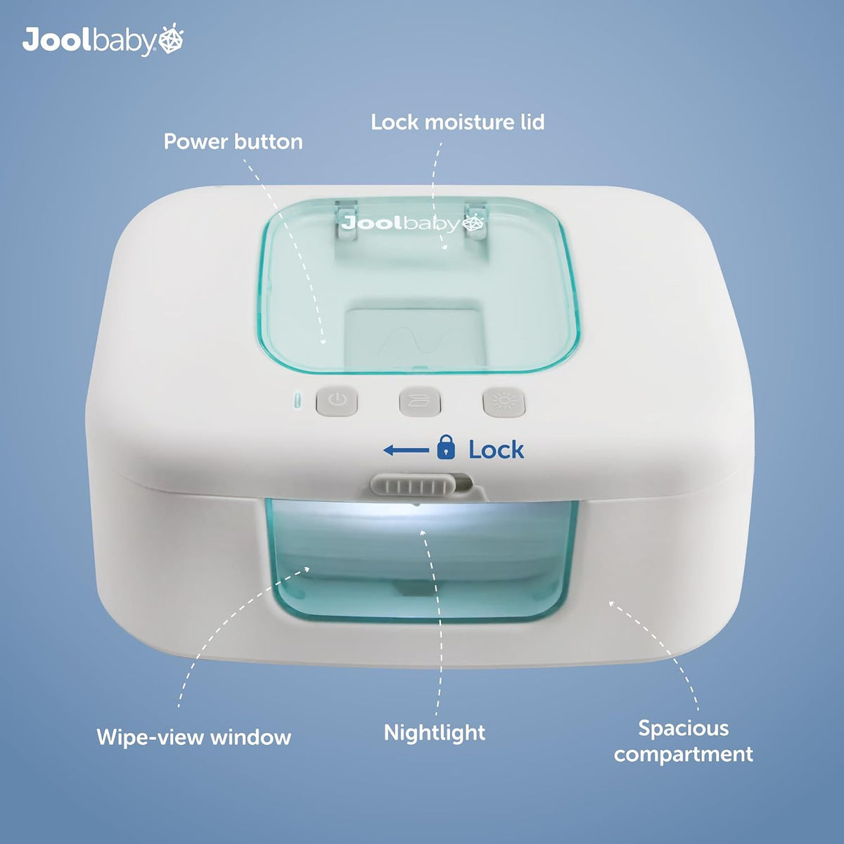 TinyBums Baby Wipe Warmer & Dispenser with LED Changing Light & On/Off Switch (Gray)