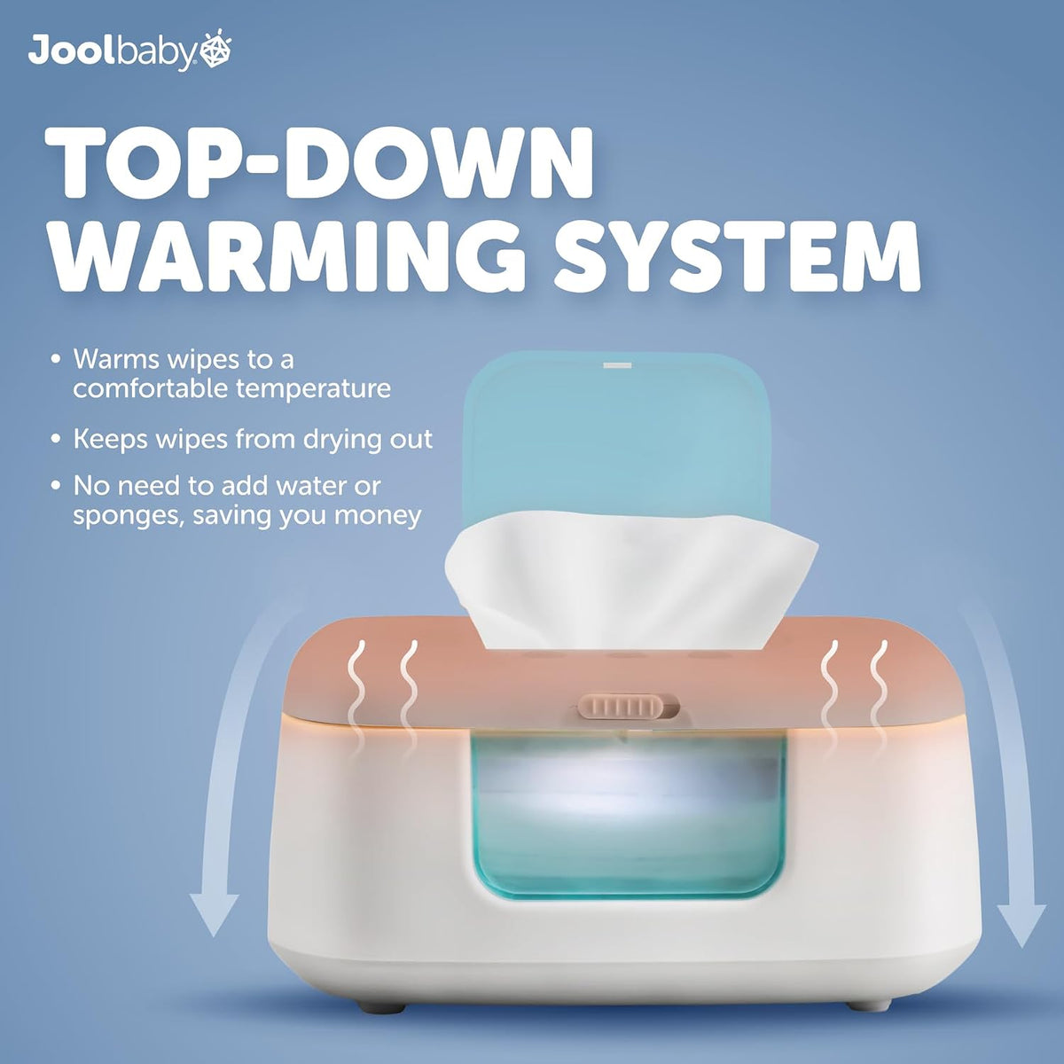 TinyBums Baby Wipe Warmer & Dispenser with LED Changing Light & On/Off Switch (Gray)