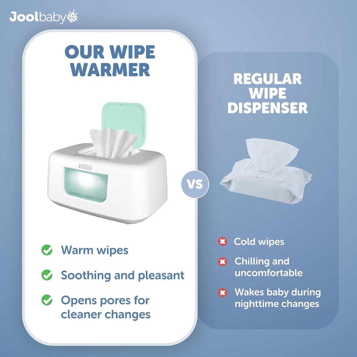 TinyBums Baby Wipe Warmer & Dispenser with LED Changing Light & On/Off Switch (Gray)