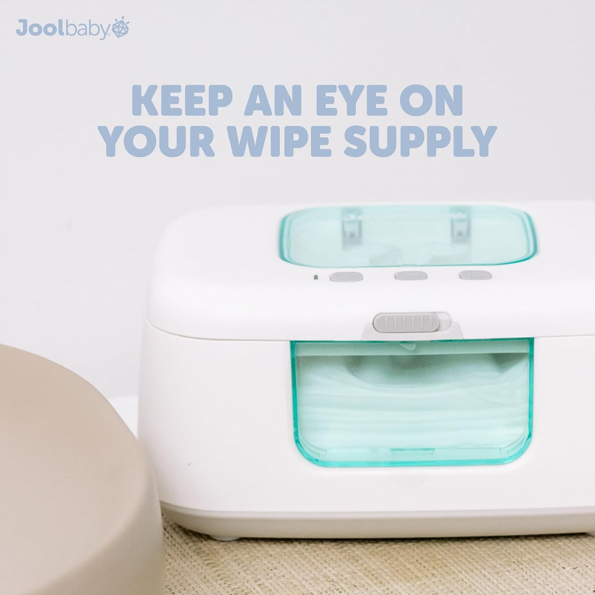 TinyBums Baby Wipe Warmer & Dispenser with LED Changing Light & On/Off Switch (Gray)