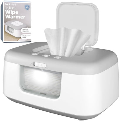 TinyBums Baby Wipe Warmer & Dispenser with LED Changing Light & On/Off Switch (Gray)