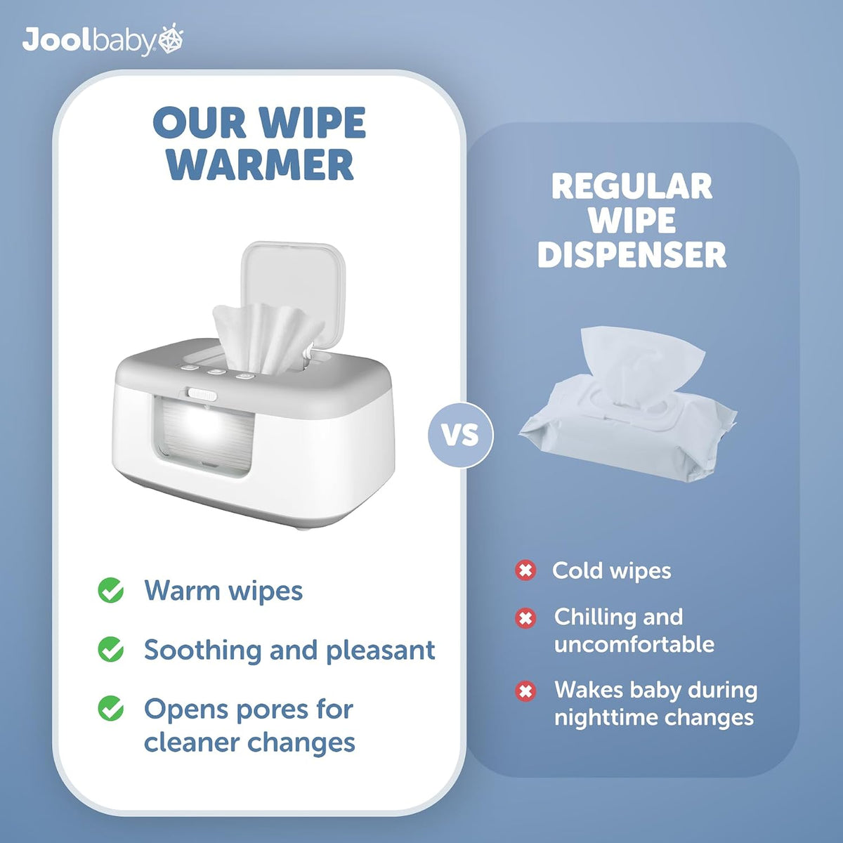 TinyBums Baby Wipe Warmer & Dispenser with LED Changing Light & On/Off Switch (Gray)
