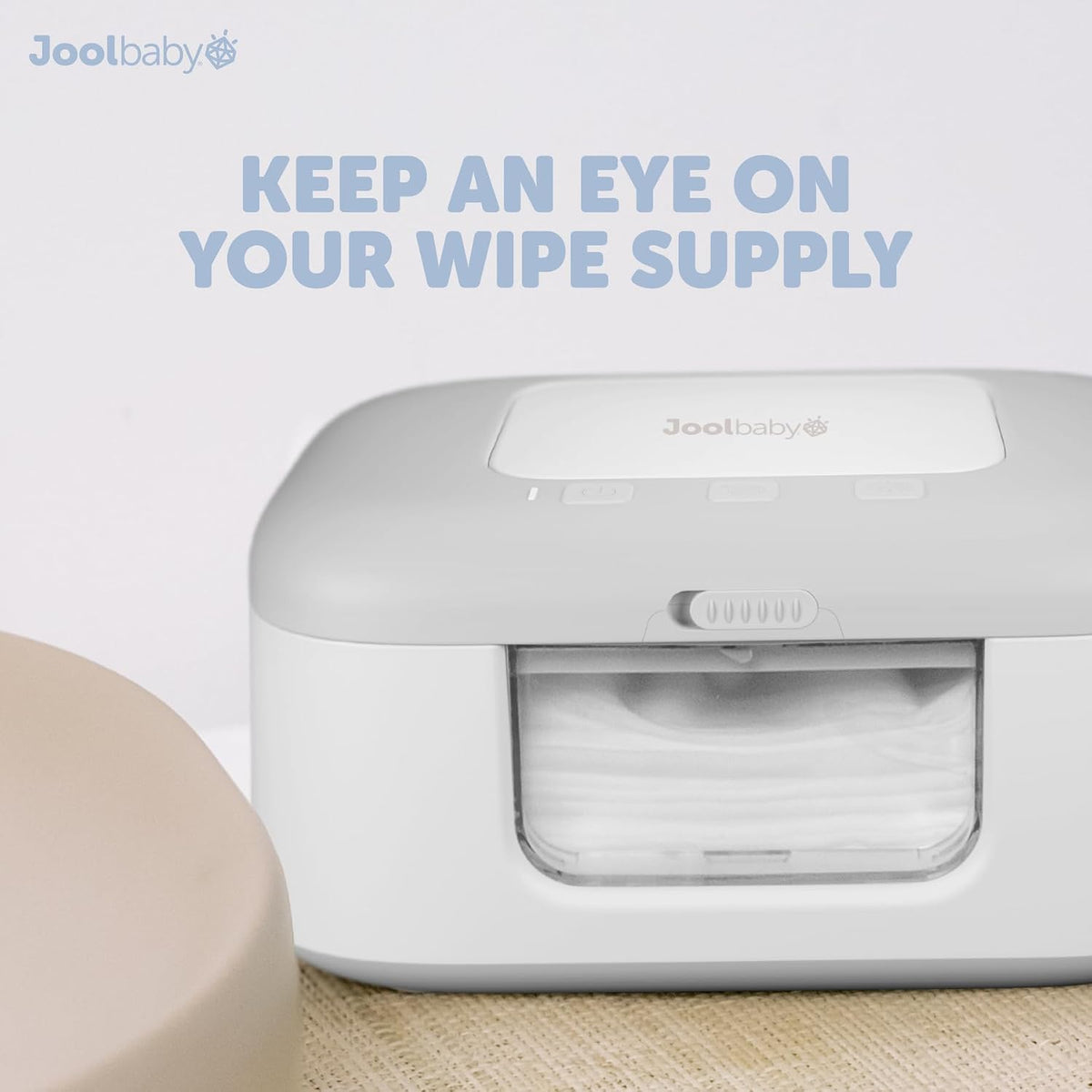 TinyBums Baby Wipe Warmer & Dispenser with LED Changing Light & On/Off Switch (Gray)