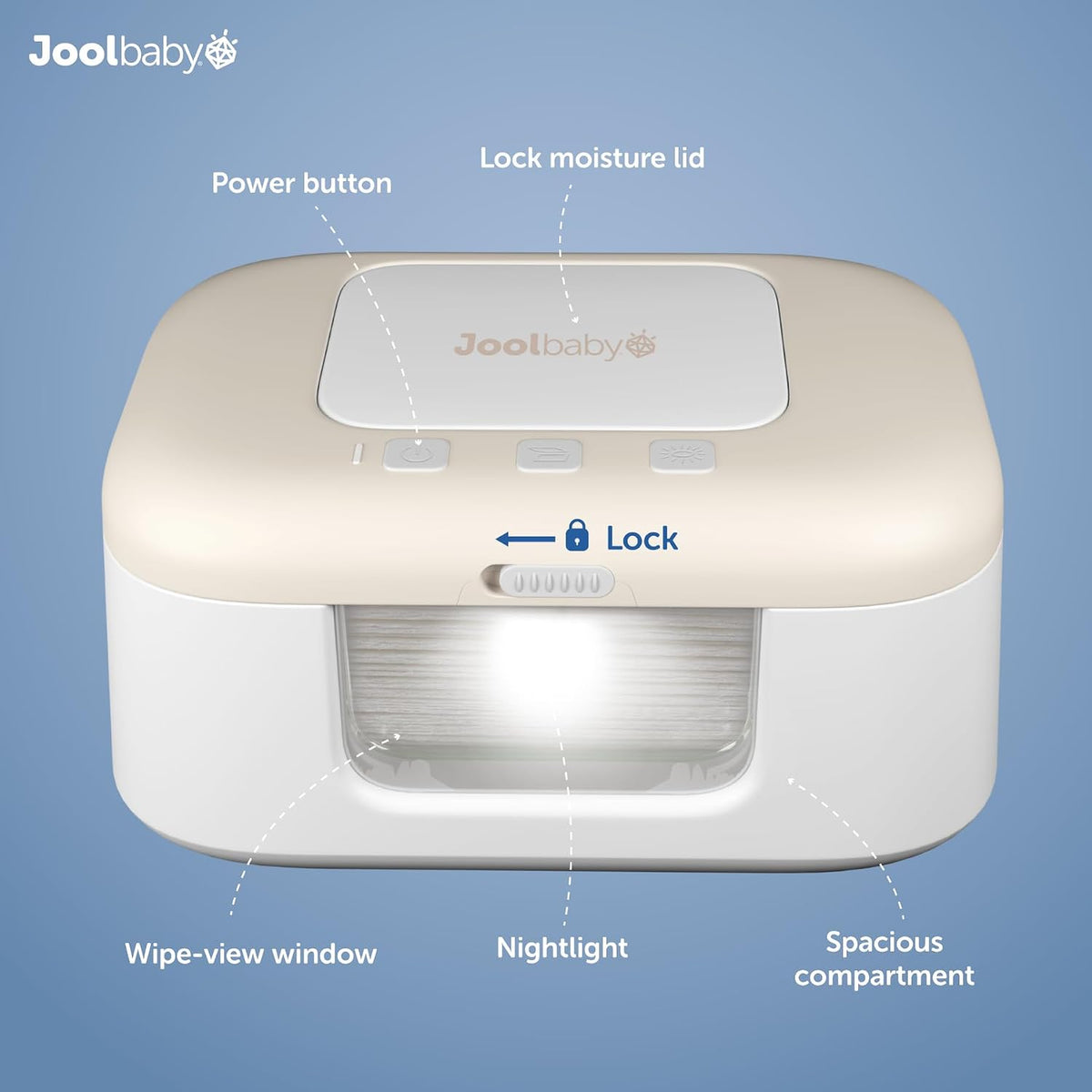 TinyBums Baby Wipe Warmer & Dispenser with LED Changing Light & On/Off Switch (Gray)
