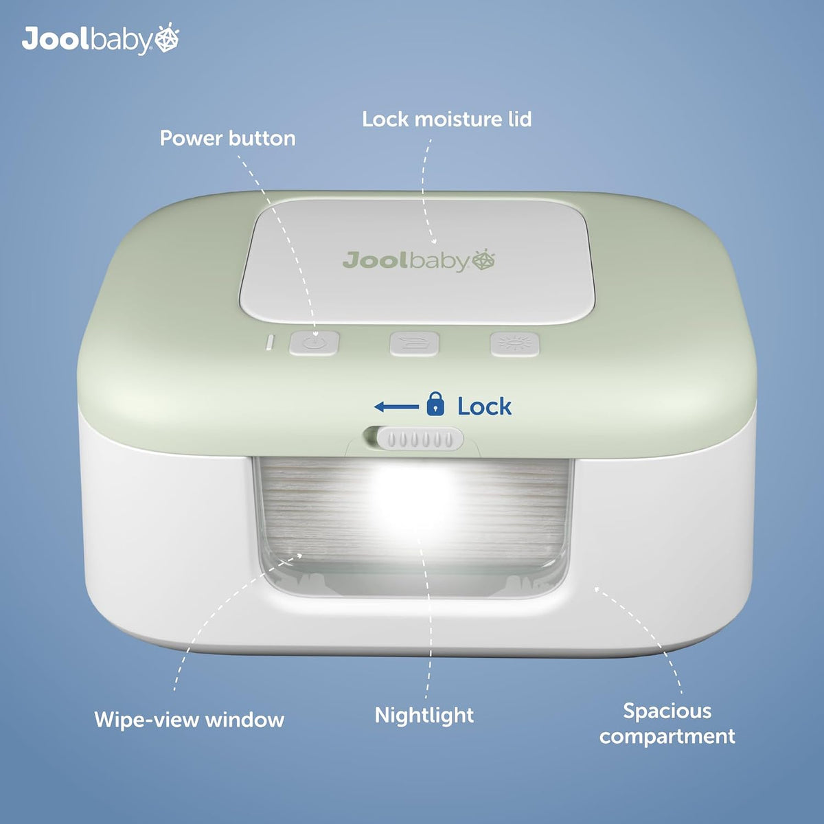 TinyBums Baby Wipe Warmer & Dispenser with LED Changing Light & On/Off Switch (Gray)